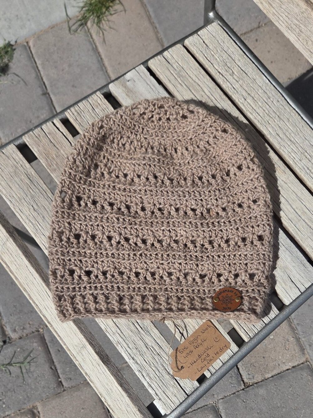 Artisan Handmade Crochet Virgin Wool Blend "Haulin' Oats" Slouchy Boho Beanie